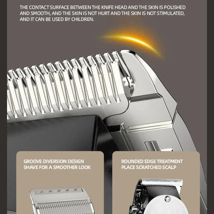 Gray Professional Cordless Hair Clipper with LED Display - Rechargeable Electric Hair Trimmer for Men.