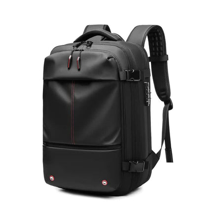 Black Expandable Waterproof Laptop Backpack - Fits 17-Inch Laptop, Anti-Theft Design, Travel Friendly.