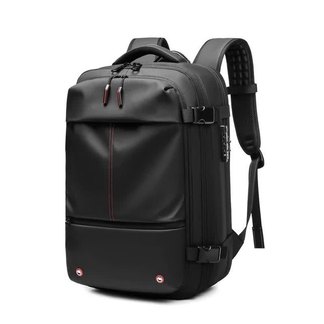 Black Expandable Waterproof Laptop Backpack - Fits 17-Inch Laptop, Anti-Theft Design, Travel Friendly.