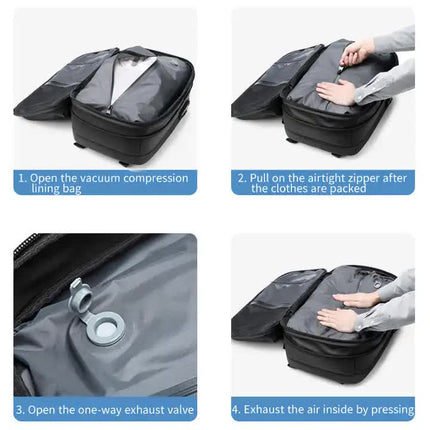 Blue Expandable Waterproof Laptop Backpack - Fits 17-Inch Laptop, Anti-Theft Design, Travel Friendly.