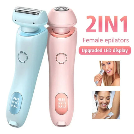 Pink 2-in-1 Electric Razor for Women - Multifunctional Rechargeable Hair Removal Shaver.