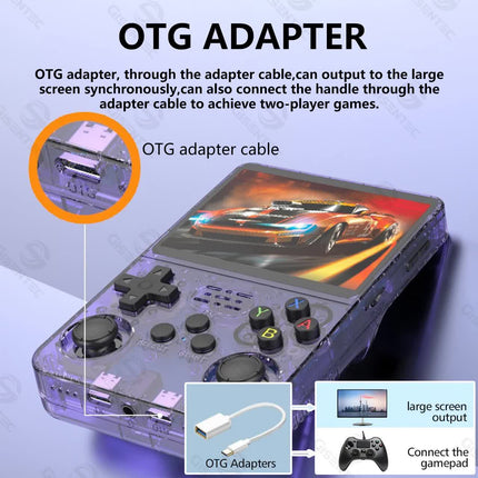 Black Retro Portable Gaming Console with 128GB, 2 Memory Card - 3D Games, HD Display, and Dual Joysticks.