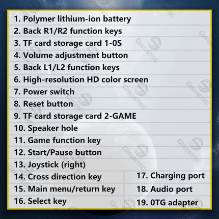 Black Retro Portable Gaming Console with 128GB, 2 Memory Card - 3D Games, HD Display, and Dual Joysticks.