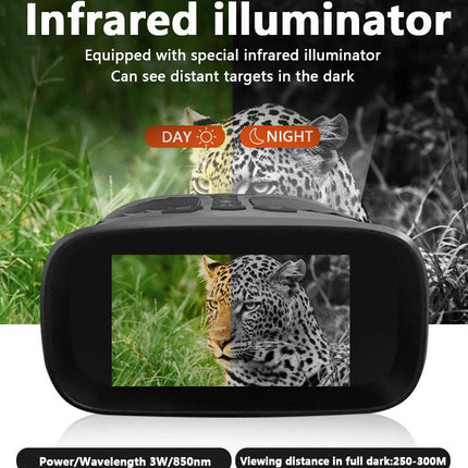 Green Digital Night Vision Binoculars - 3.0'' IPS Screen, 10X Optical Zoom, 2.5K Video Recording, Infrared for 300m Range.