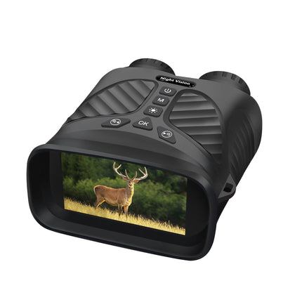 Black Digital Night Vision Binoculars - 3.0'' IPS Screen, 10X Optical Zoom, 2.5K Video Recording, Infrared for 300m Range.