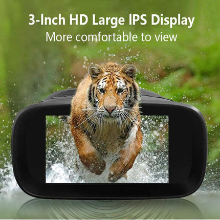 Black Digital Night Vision Binoculars - 3.0'' IPS Screen, 10X Optical Zoom, 2.5K Video Recording, Infrared for 300m Range.