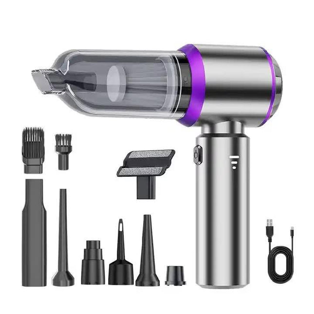 Silver Purple ST-6653Plus Cordless Handheld Vacuum Cleaner - 16000PA Suction, 2000mAh Battery, Type-C Rechargeable.