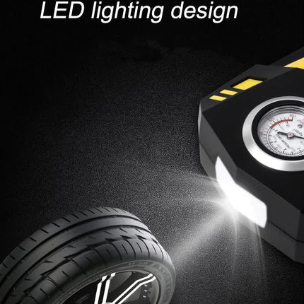 Portable 12V Tire Inflator with LED Light, 120W Air Compressor for Cars, Motorcycles, Bikes, and Inflatables.