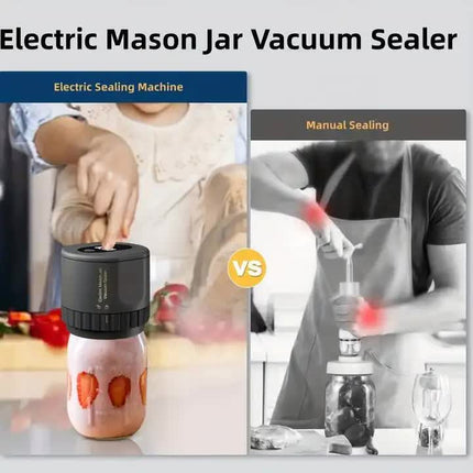 Portable Vacuum Sealer for Mason Jars,Regular Model KZ-80 (60 sec stop or manual stop) - Black Electric Food Preservation Machine with  LED Display.