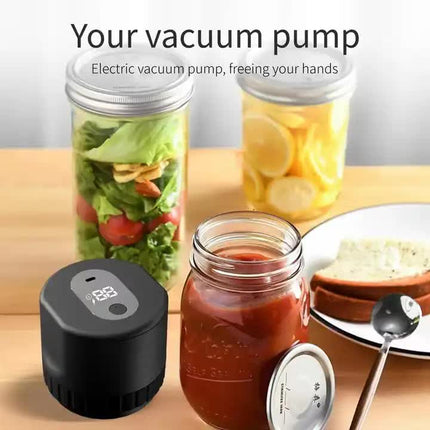 Portable Vacuum Sealer for Mason Jars,Regular Model KZ-80 (60 sec stop or manual stop) - Black Electric Food Preservation Machine with  LED Display.