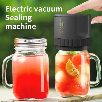 Portable Vacuum Sealer for Mason Jars,Regular Model KZ-80 (60 sec stop or manual stop) - Black Electric Food Preservation Machine with  LED Display.