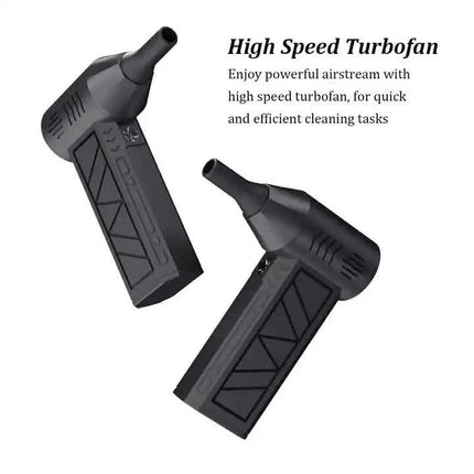 Black High-Speed Mini Turbo Fan for Camping and Outdoor Use - Handheld 130,000 RPM Brushless Blower & Dust Cleaner.