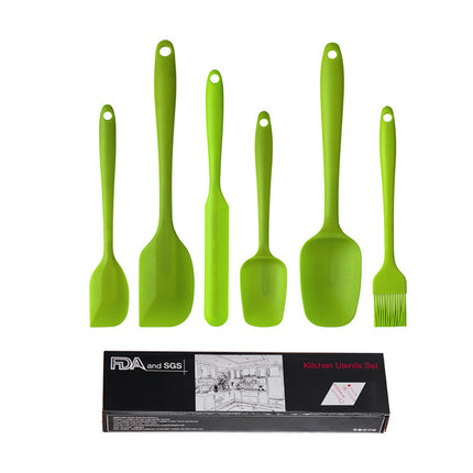 6-Piece Silicone Kitchen Utensil Set - Heat Resistant Baking Tools with Spatulas, Spoon, and Brush (Green)(2 set/12PCS).