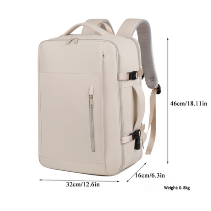 Black Expandable Backpack with USB Port - Multi-Functional Outdoor, Commuter & Laptop Bag.