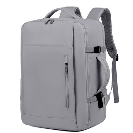 Gray Expandable Backpack with USB Port - Multi-Functional Outdoor, Commuter & Laptop Bag.