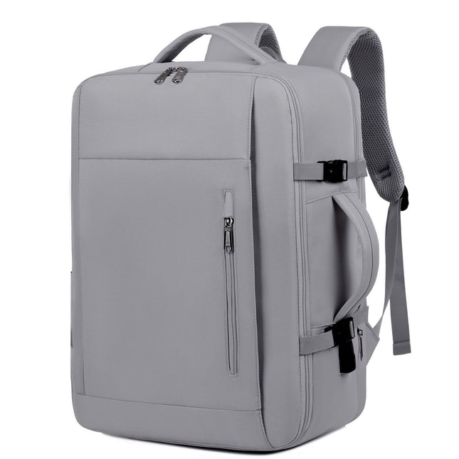 Gray Expandable Backpack with USB Port - Multi-Functional Outdoor, Commuter & Laptop Bag.