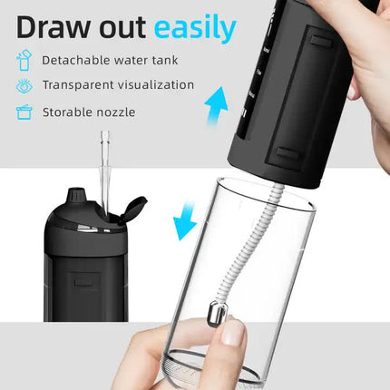 L13 Black Portable Electric Water Flosser - Handheld Teeth Cleaner, USB Rechargeable, Deep Oral Irrigator.