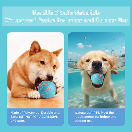 2PCS Blue Rechargeable Automatic Jumping Pet Toy Ball - Interactive Smart Play Ball for Dogs & Cats.