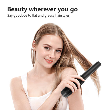 Black Wireless USB Rechargeable 2-in-1 Curling Iron & Flat Iron - Portable Hair Straightener & Curler.
