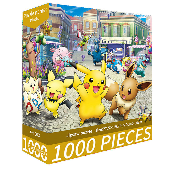 (2 PCS) 1000-Piece Pikachu Jigsaw Puzzle - High Difficulty Stress-Relief  Toy.