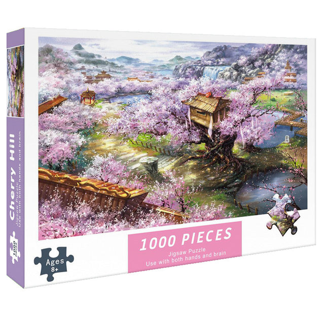 (2 PCS) 1000-Piece Cherry blossoms Jigsaw Puzzle - High Difficulty Stress-Relief  Toy.