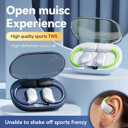 White M82 Transparent OWS Wireless Bluetooth Earphones - Clear Sound, Comfortable Over-Ear Fit.