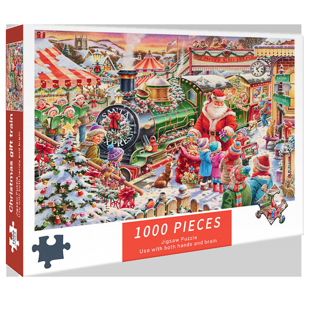 (2 PCS) 1000-Piece Christmas train Jigsaw Puzzle - High Difficulty Stress-Relief  Toy.