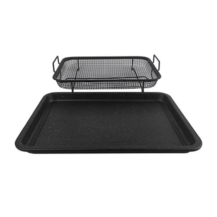 BBQ Square Non-Stick Stainless Steel Grill Basket - Gold Color, Small Size (30*22*5.5 cm), Ideal for Grilling Meat and Vegetables.