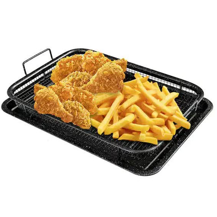 BBQ Square Non-Stick Stainless Steel Grill Basket - Gold Color, Small Size (30*22*5.5 cm), Ideal for Grilling Meat and Vegetables.