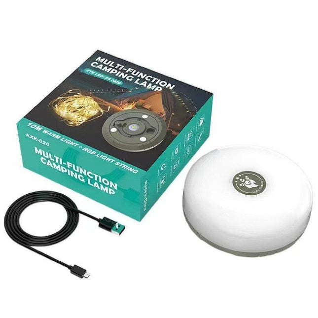 L828-10m LED Color Camping Light with Tape Measure & 2000mAh Battery - Super Long Battery Life, Multi-Function Tent, Emergency & Ambient Light.
