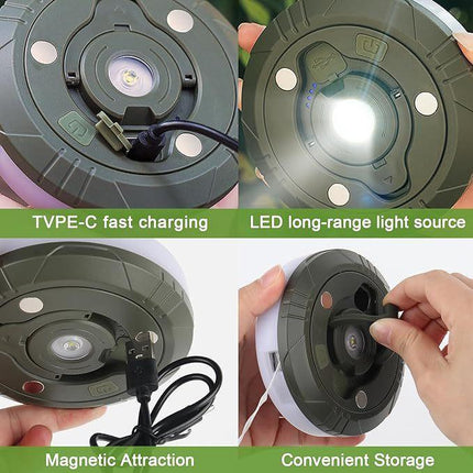 L828-10m LED Color Camping Light with Tape Measure & 2000mAh Battery - Super Long Battery Life, Multi-Function Tent, Emergency & Ambient Light.