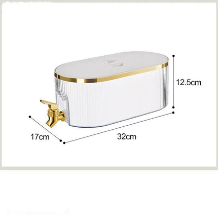 Cream White Refrigerator Cold Water Dispenser - 5.3L Fruit Tea Jug with Tap for Home Beverages.
