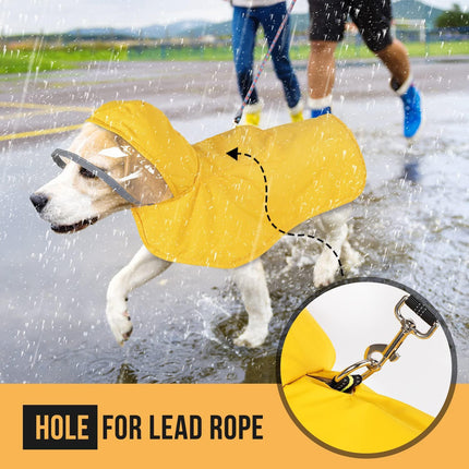 XXL Yellow Reflective Adjustable Pet Raincoat with Hood - Waterproof Dog Jacket, Adjustable Dog Poncho for Outdoor Protection.
