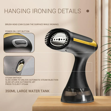 White Handheld Garment Steamer - Portable Mini Steam Iron for Home Use, Wrinkle Remover & Fabric Freshener, Small Travel-Friendly Iron for Clothes, Steam Spray Clothes Steamer.