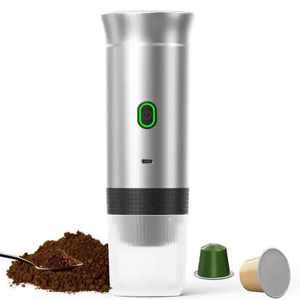 Black Portable Espresso Coffee Machine - Universal 3-in-1 Capsule, Coffee Powder, and Espresso Maker.