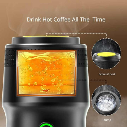 Black Portable Fully Automatic Espresso Coffee Machine - Universal 3-in-1 Capsule, Coffee Powder & Espresso Maker.