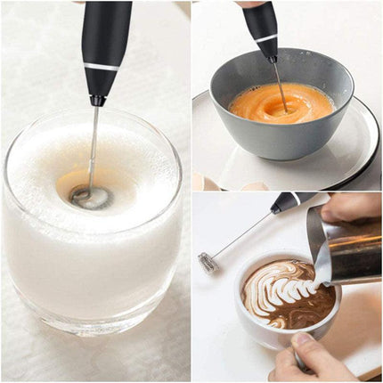 Black 304 Stainless Steel 3-Speed Handheld Electric Milk Frother, Egg Beater, Paint Mixer, and Milk Powder Blender.