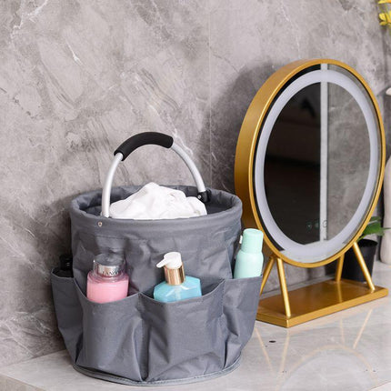 Navy Blue Portable Picnic Basket, Foldable Outdoor Beach Basket with Handle, Multi-Use Storage and Wash Bag.