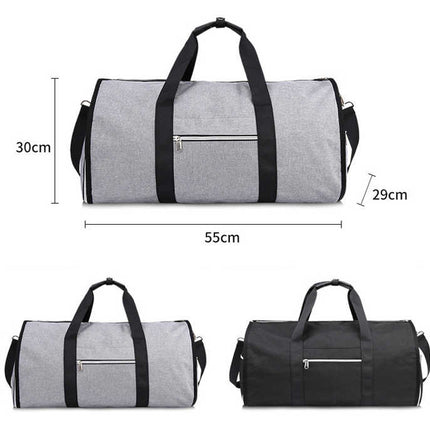 Blue Multi-Functional Travel Duffel Bag with Suit Storage, Foldable Garment Bag for Business Trips.