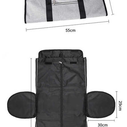 Blue Multi-Functional Travel Duffel Bag with Suit Storage, Foldable Garment Bag for Business Trips.