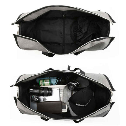 Blue Multi-Functional Travel Duffel Bag with Suit Storage, Foldable Garment Bag for Business Trips.