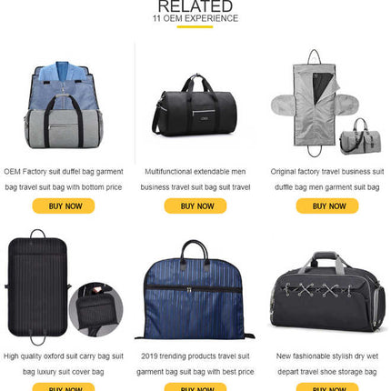 Blue Multi-Functional Travel Duffel Bag with Suit Storage, Foldable Garment Bag for Business Trips.