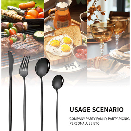 Gold Color Premium 24-Piece Stainless Steel Cutlery Set - Elegant Golden Steak Knife, Fork, and Spoon Set in Luxury Gift Box.