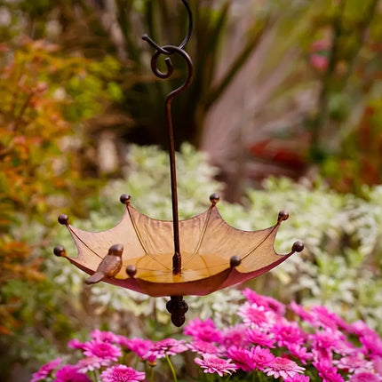 Umbrella-Shaped Bird Feeder - Metal Hanging Garden Decoration.