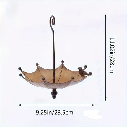 Umbrella-Shaped Bird Feeder - Metal Hanging Garden Decoration.