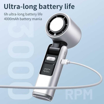Black Portable Handheld High-Speed Cooling Fan - Perfect for Outdoor Camping.
