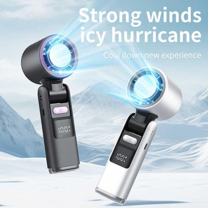 Pink Portable Handheld High-Speed Cooling Fan - Perfect for Outdoor Camping.