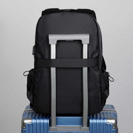 Blue Business Casual Laptop Backpack with USB Charging Port - Travel, Work, and Student Use.