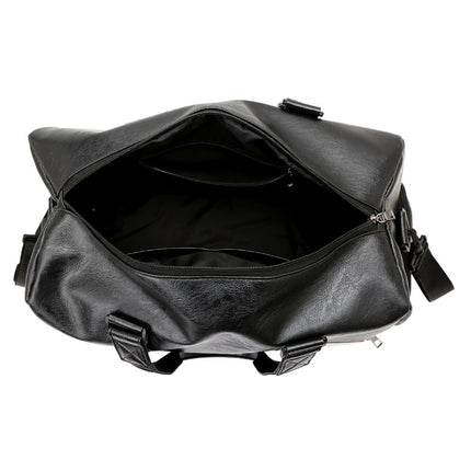 Brown Men's Large-Capacity PU Leather Gym Bag - Travel, Shoulder, and Duffel Bag for Fitness and Yoga.