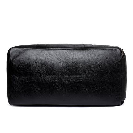 Brown Men's Large-Capacity PU Leather Gym Bag - Travel, Shoulder, and Duffel Bag for Fitness and Yoga.